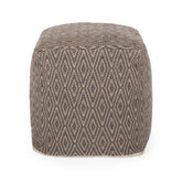 Amuleto Hand Loomed Cotton Pouf - Dark Gray / Brown