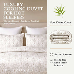 Bamboo Duvet Cover with Shams 3 Piece Set - Damask House Nimbus