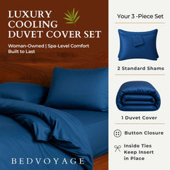 Bamboo Duvet Cover with Shams 3 Piece Set - Indigo House Nimbus