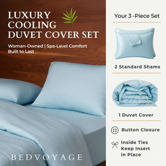 Bamboo 3pc Duvet Cover Set - Sky - Final Sale/No Returns House Nimbus