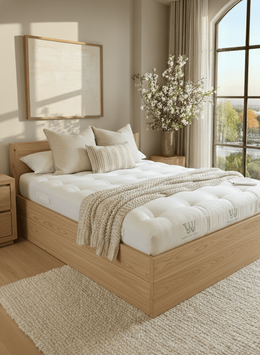 Green Cotton Foam Core with Wool Dreamton Mattress Semi-Firm House Nimbus