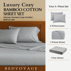 Bamboo Cotton Sheet Set - Viscose from Bamboo + Cotton - Silver