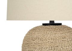 25" Table Lamp with Rattan Base and Linen Drum Shade House Nimbus
