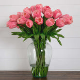 Signature Collection 24” Tulip Artificial Arrangement in Glass Vase House Nimbus