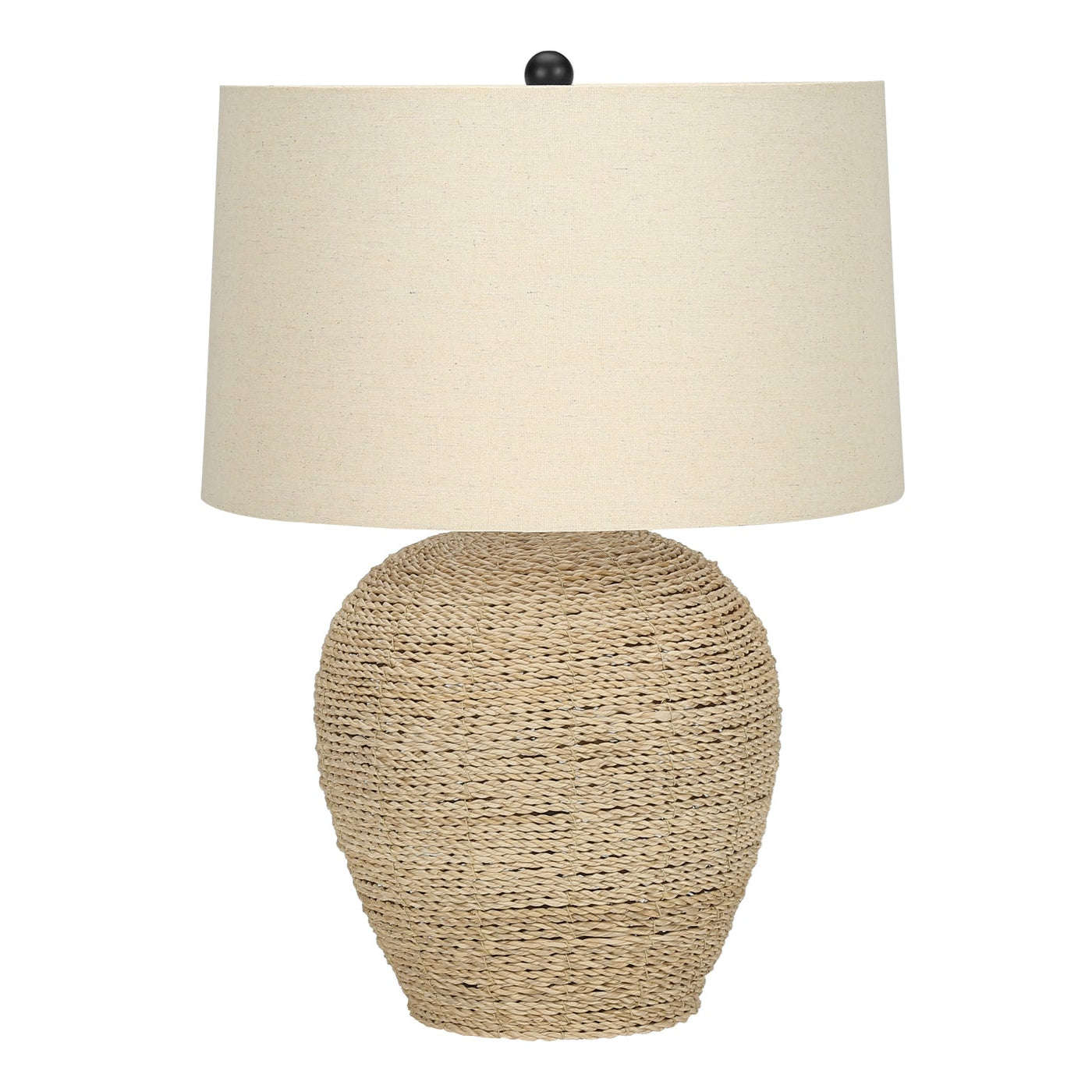 25" Table Lamp with Rattan Base and Linen Drum Shade House Nimbus