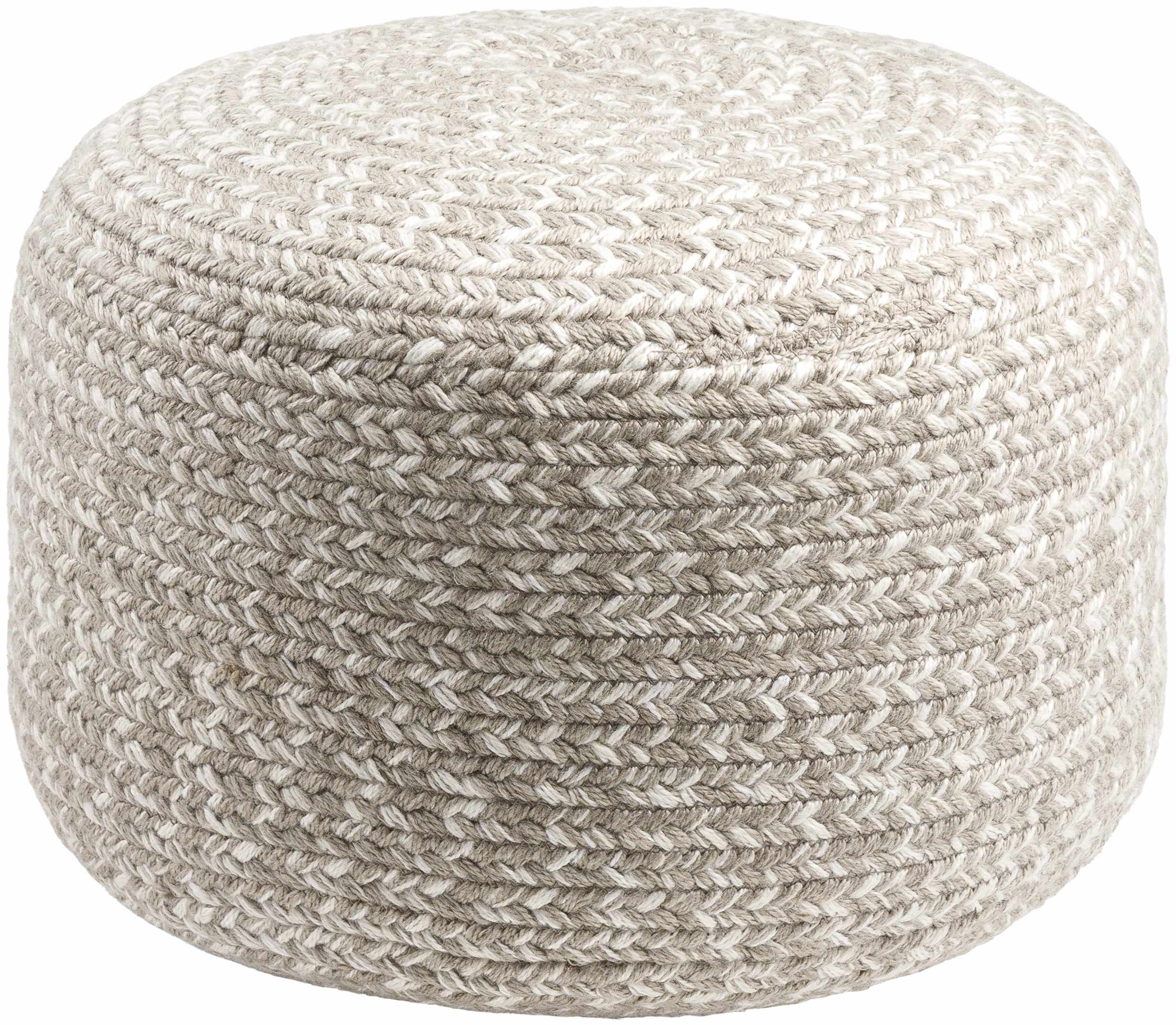 Tonanitla Natural Fiber Light Gray Knitted Pouf House Nimbus