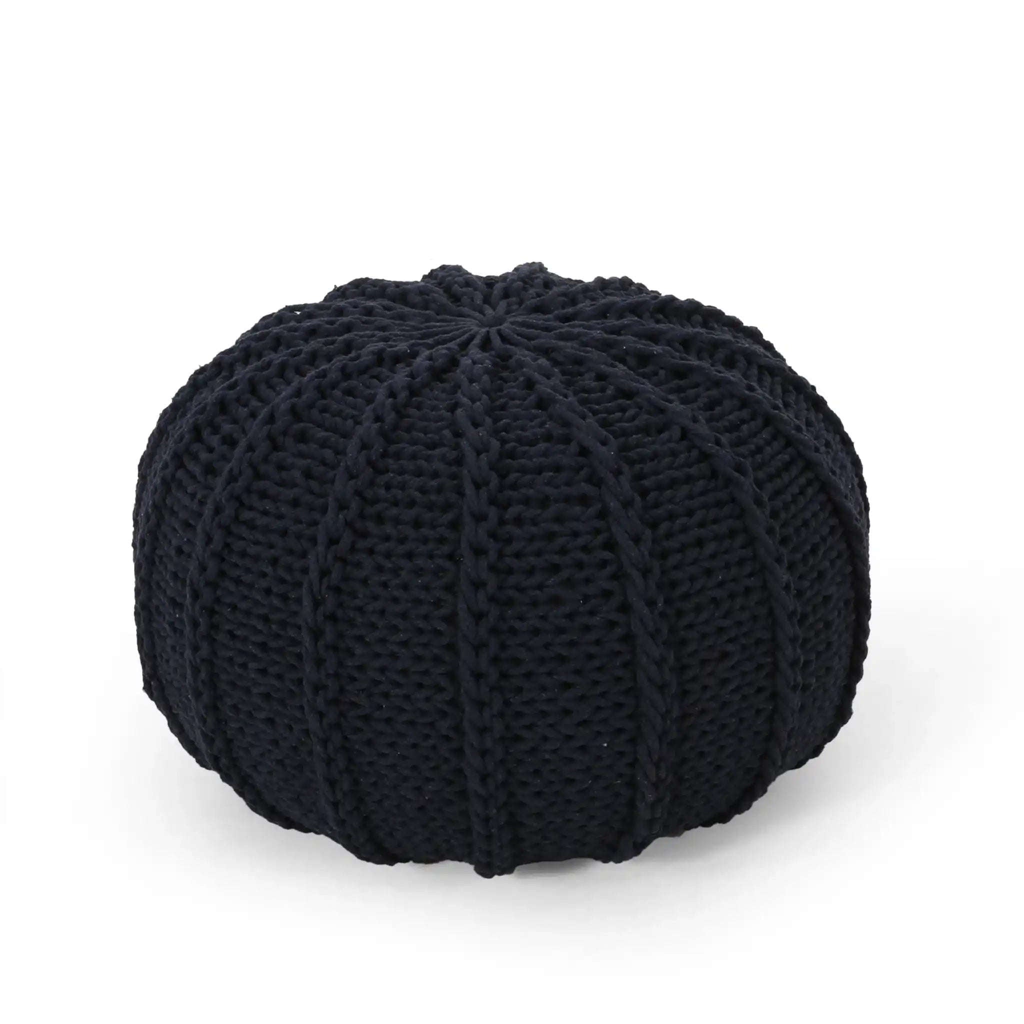 Bordeaux Knitted Cotton Round Pouf Ottoman and Floor Cushion House Nimbus