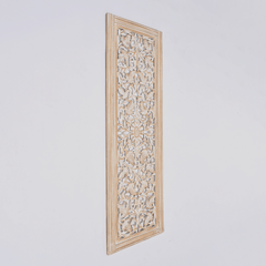 20” x 63” Hand-Carved Wooden Wall Panel – Rustic Antique Mandala Design House Nimbus