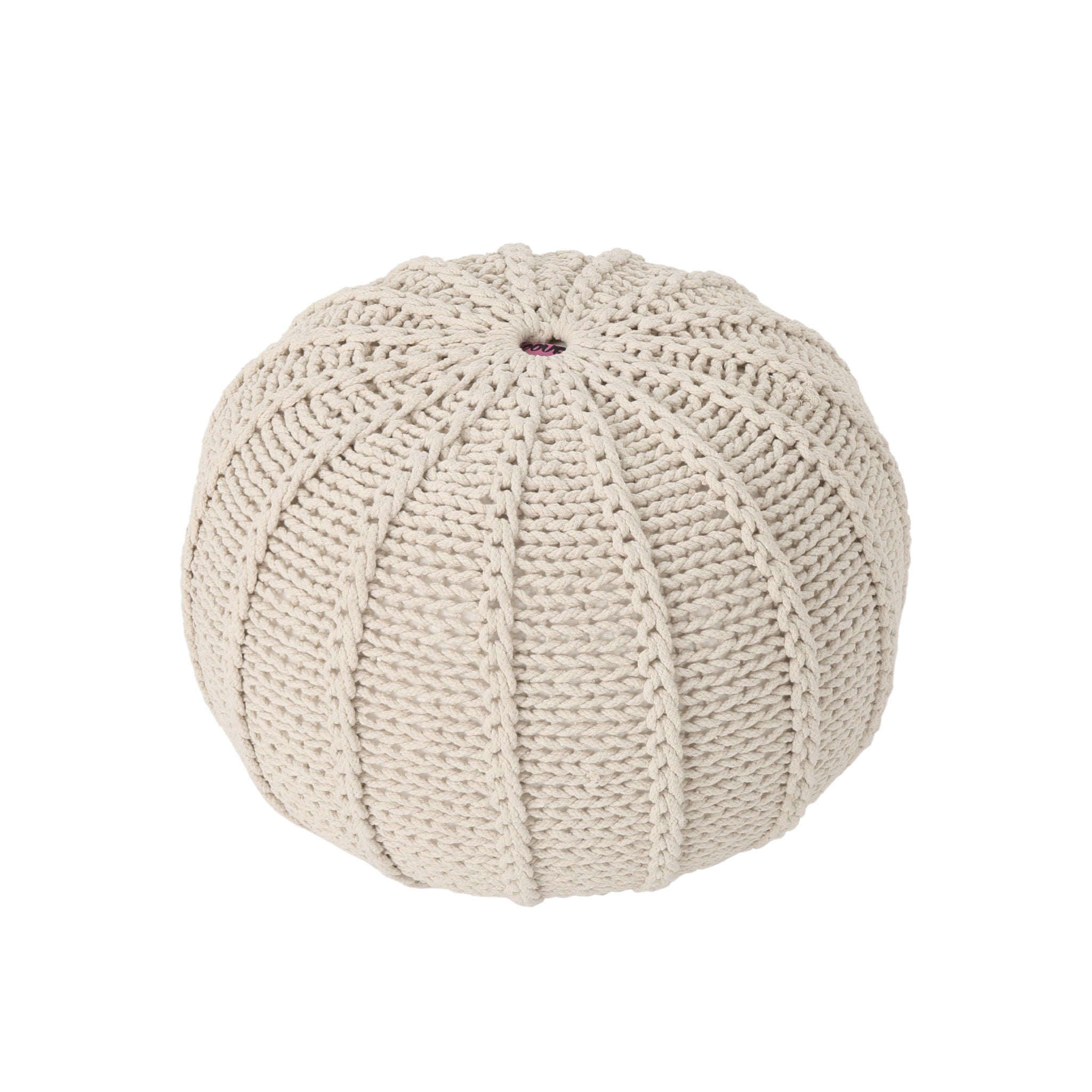 Bordeaux Knitted Cotton Round Pouf Ottoman and Floor Cushion House Nimbus