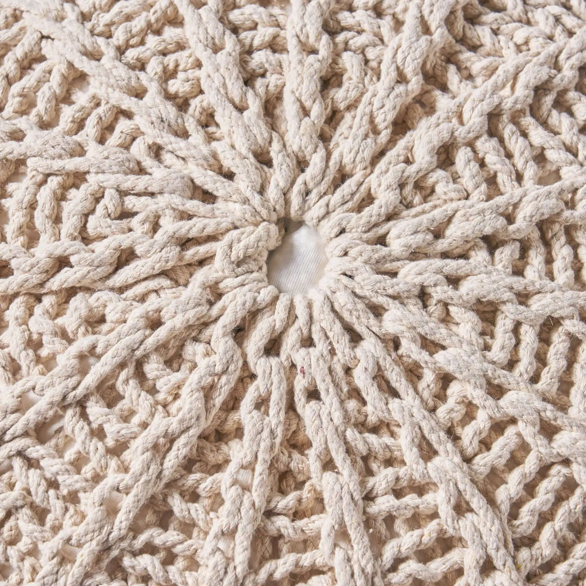Bordeaux Knitted Cotton Round Pouf Ottoman and Floor Cushion House Nimbus