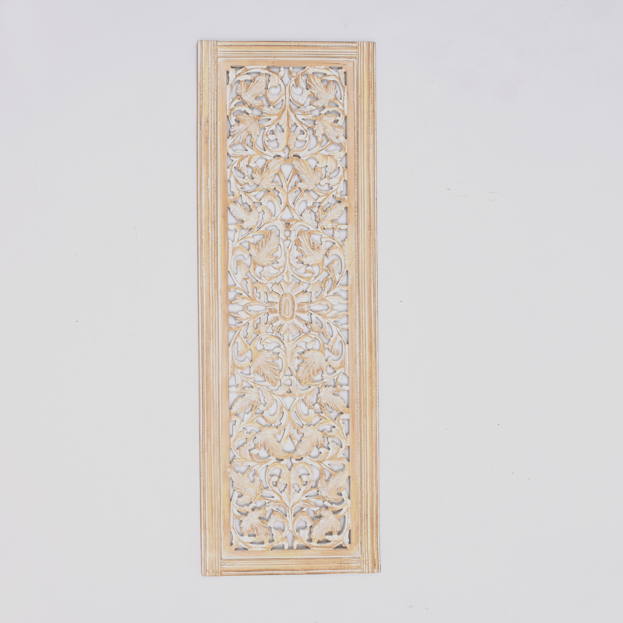 20” x 63” Hand-Carved Wooden Wall Panel – Rustic Antique Mandala Design House Nimbus