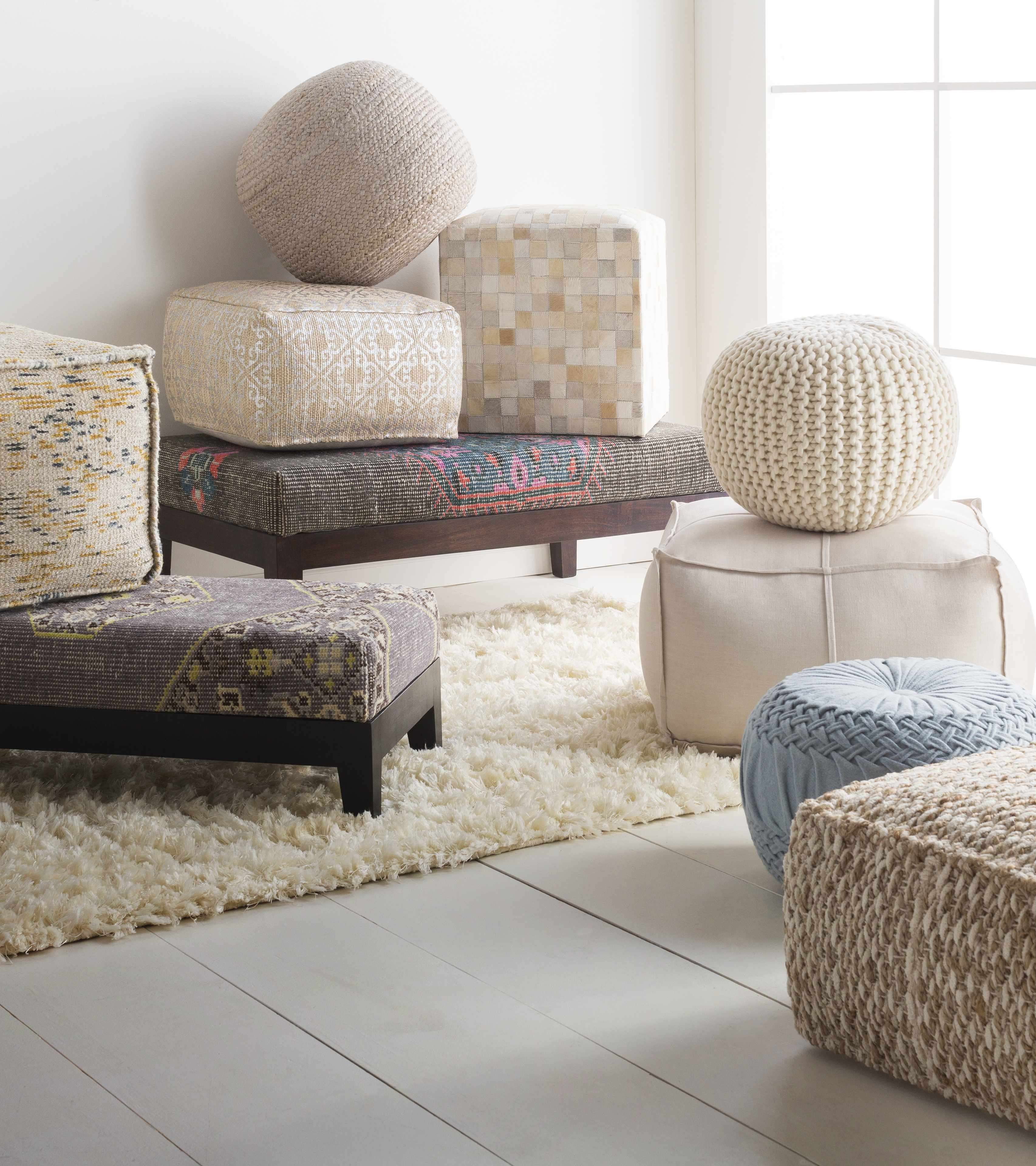 Netcong Tan Jute Pouf House Nimbus