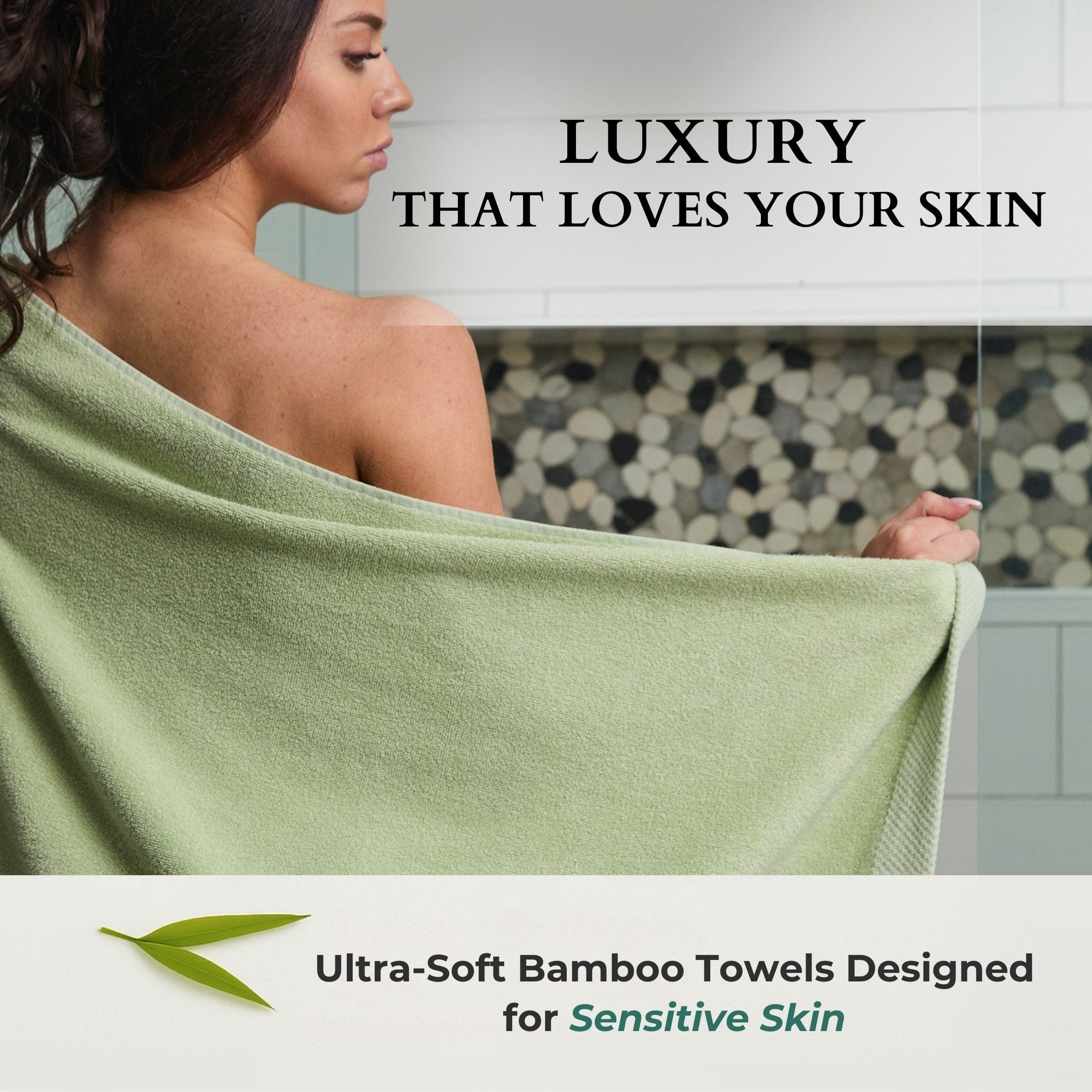 Bamboo Cotton Bath Towel - Viscose from Bamboo + Cotton - Sage