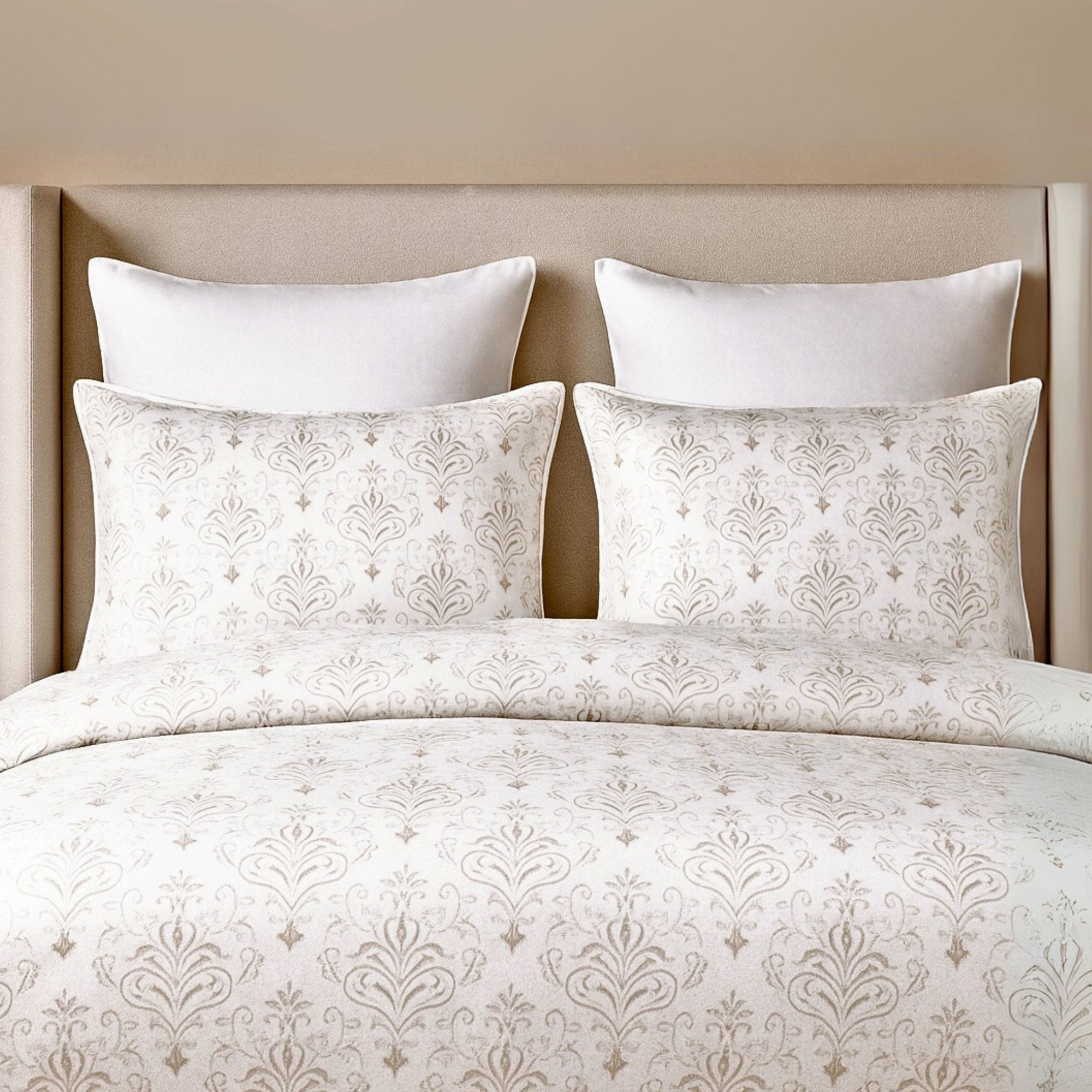 Bamboo Duvet Cover - Champagne Damask - Final Sale/No Returns
