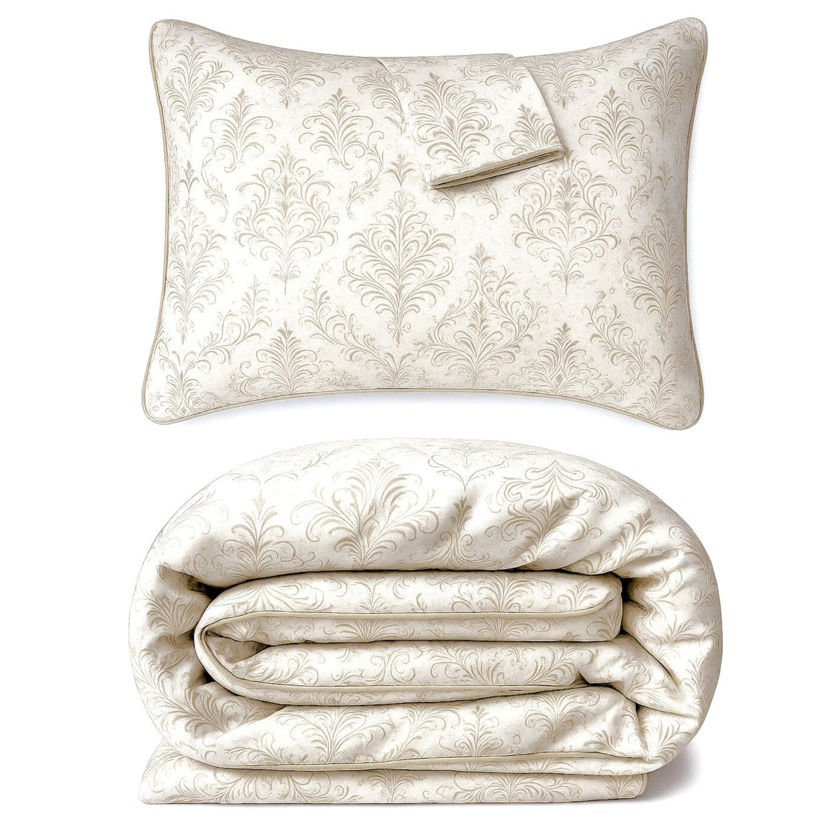 Bamboo Duvet Cover with Shams 3 Piece Set - Damask