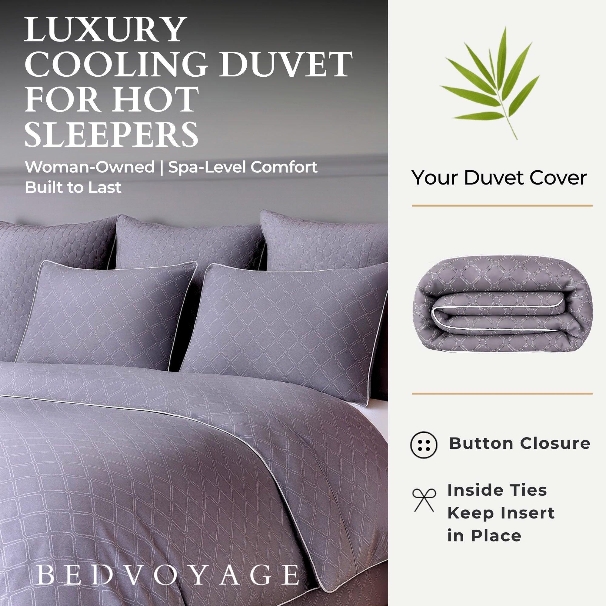 Bamboo Duvet Cover - King/CK - Platinum Geo - Final Sale/No Returns