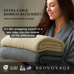 Bamboo Cotton Bath Sheet Set - Viscose from Bamboo + Cotton - 3pc - Sand