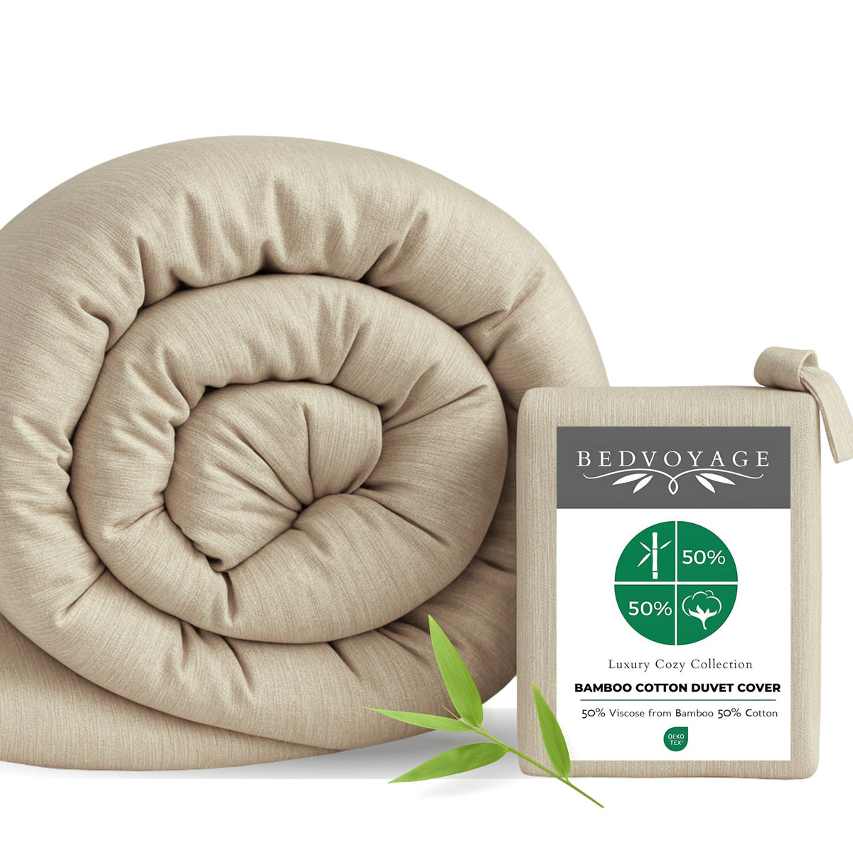 Bamboo Cotton Duvet Cover - Sand