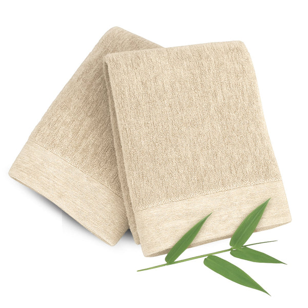 Bamboo Cotton Hand Towels - Viscose from Bamboo + Cotton - 2pk - Sand