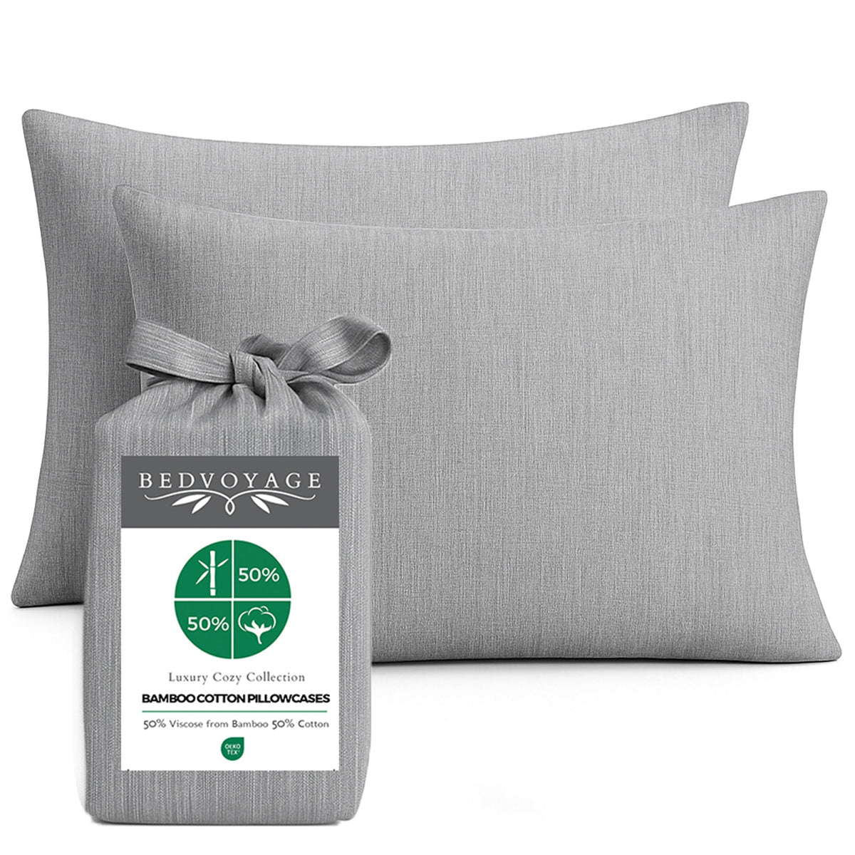 Bamboo Cotton Pillowcases - Viscose from Bamboo + Cotton - Silver