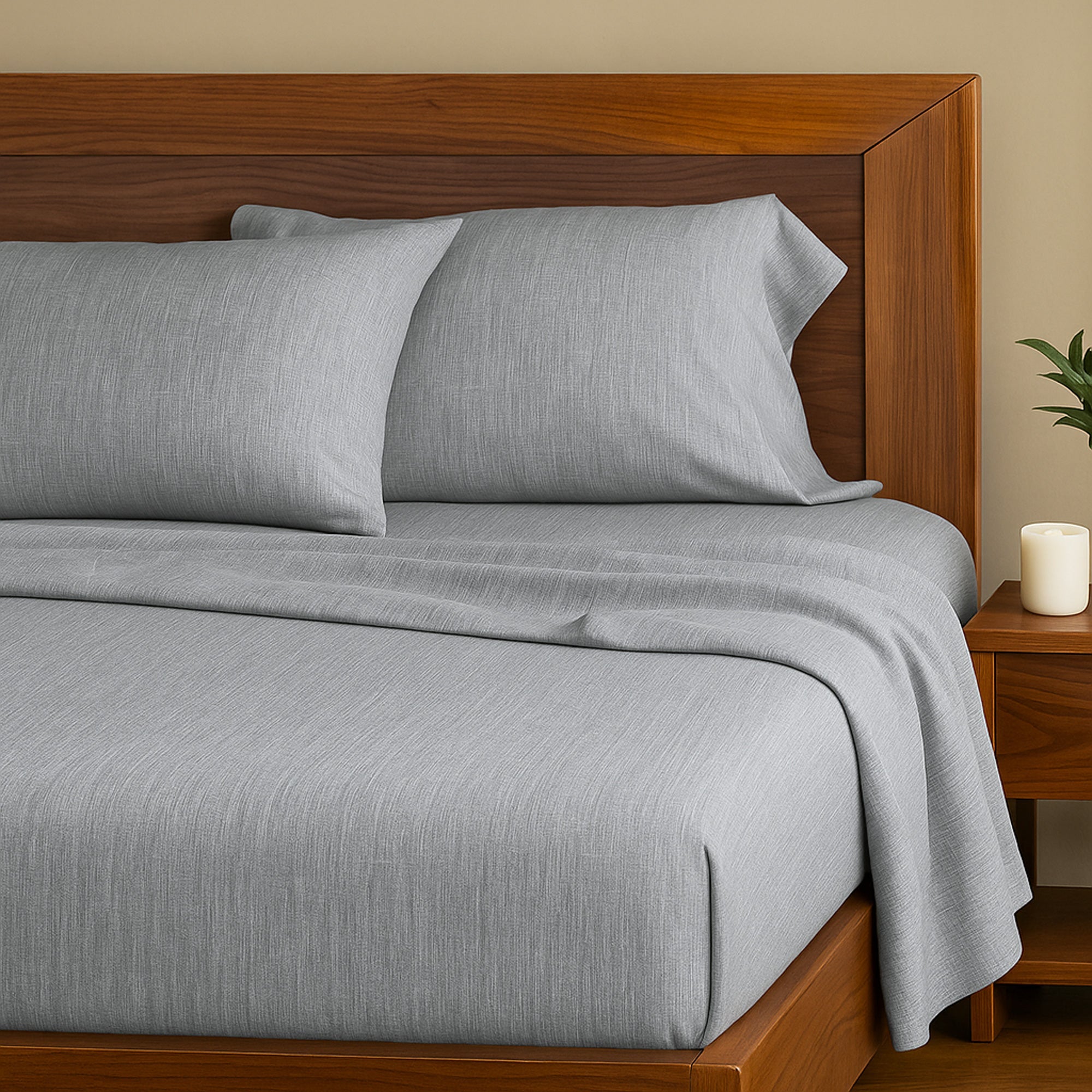 Bamboo Cotton Sheet Set - Viscose from Bamboo + Cotton - Silver
