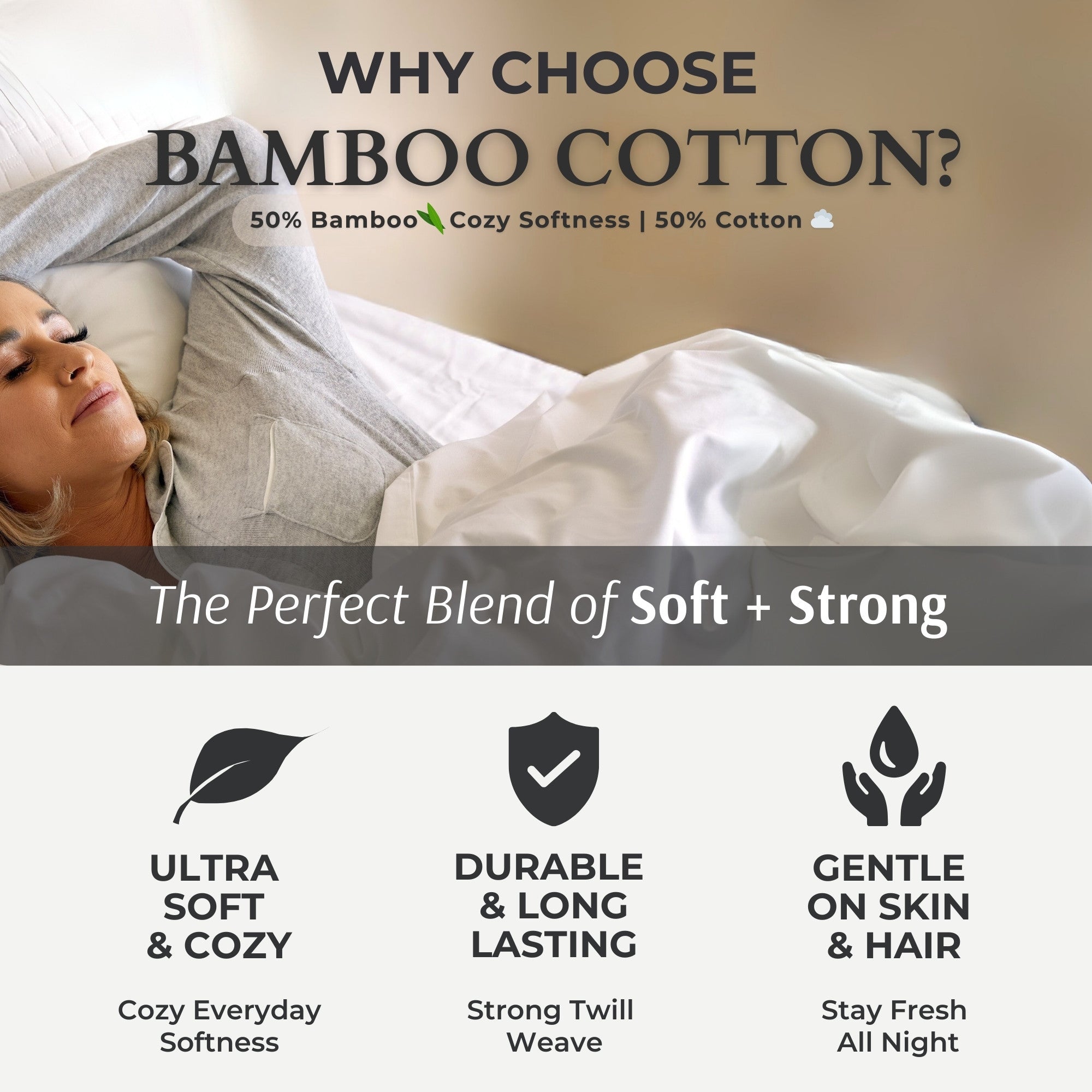Bamboo Cotton Sheet Set - Viscose from Bamboo + Cotton - Snow
