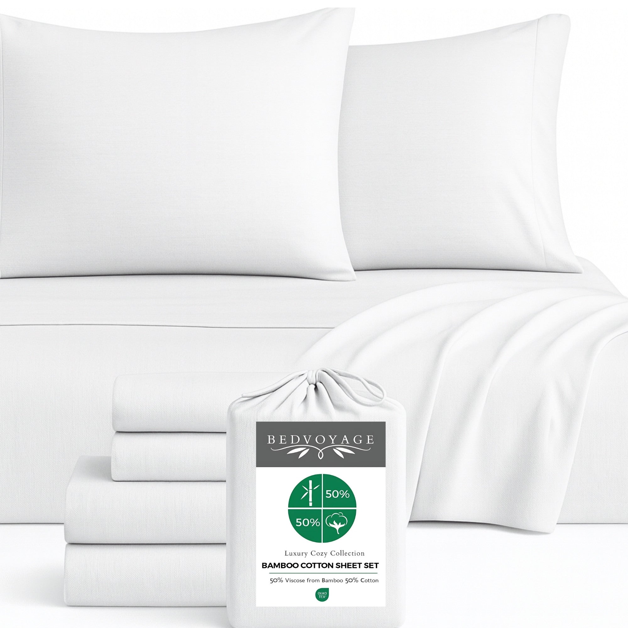 Bamboo Cotton Sheet Set - Viscose from Bamboo + Cotton - Snow