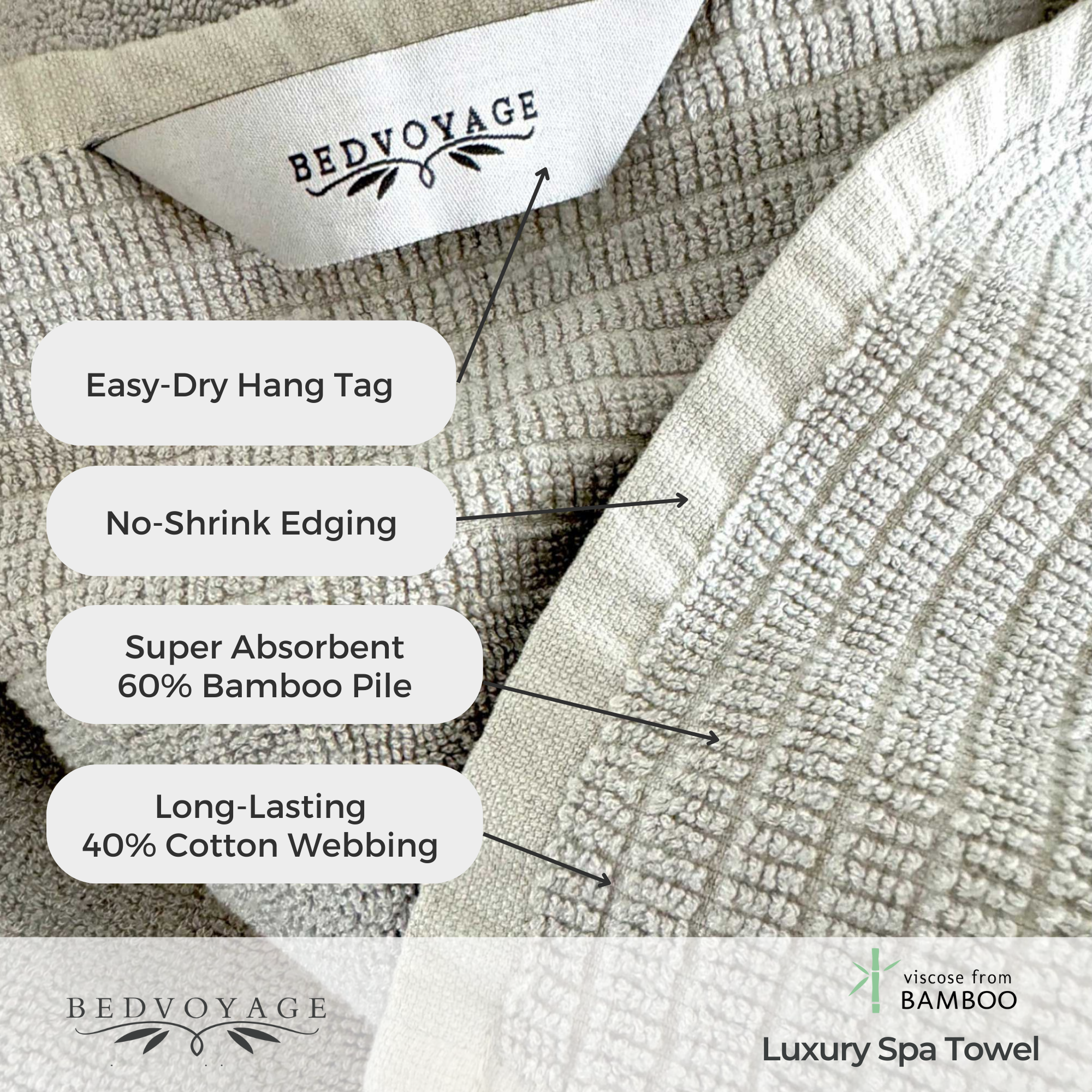 Bamboo Spa Bath Towel – Stone
