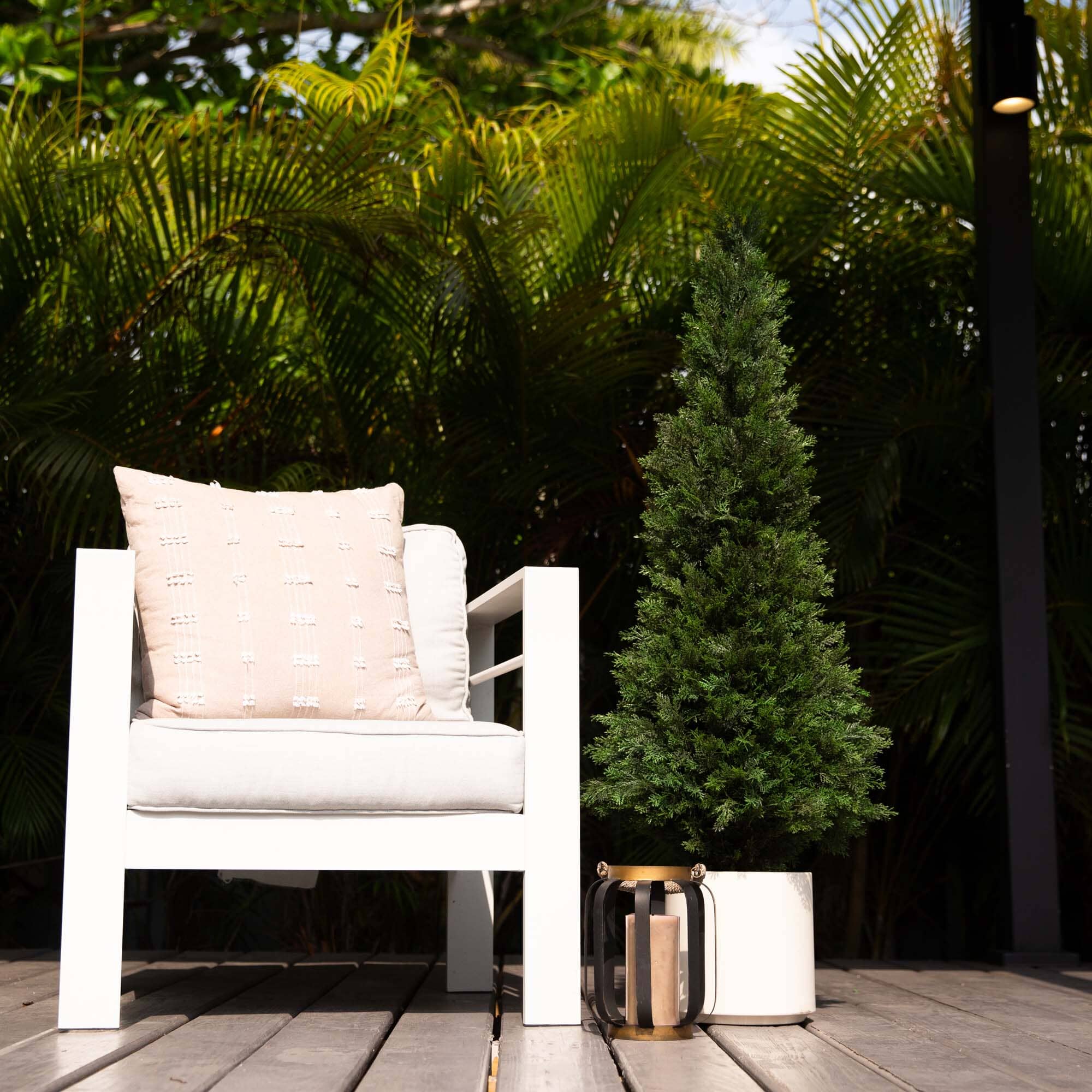 4’ UV Resistant Artificial Cedar Tree in Decorative White Planter (Indoor/Outdoor) House Nimbus