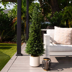 4’ UV Resistant Artificial Cedar Tree in Decorative White Planter (Indoor/Outdoor) House Nimbus
