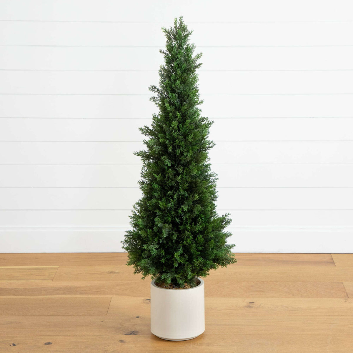4’ UV Resistant Artificial Cedar Tree in Decorative White Planter (Indoor/Outdoor) House Nimbus