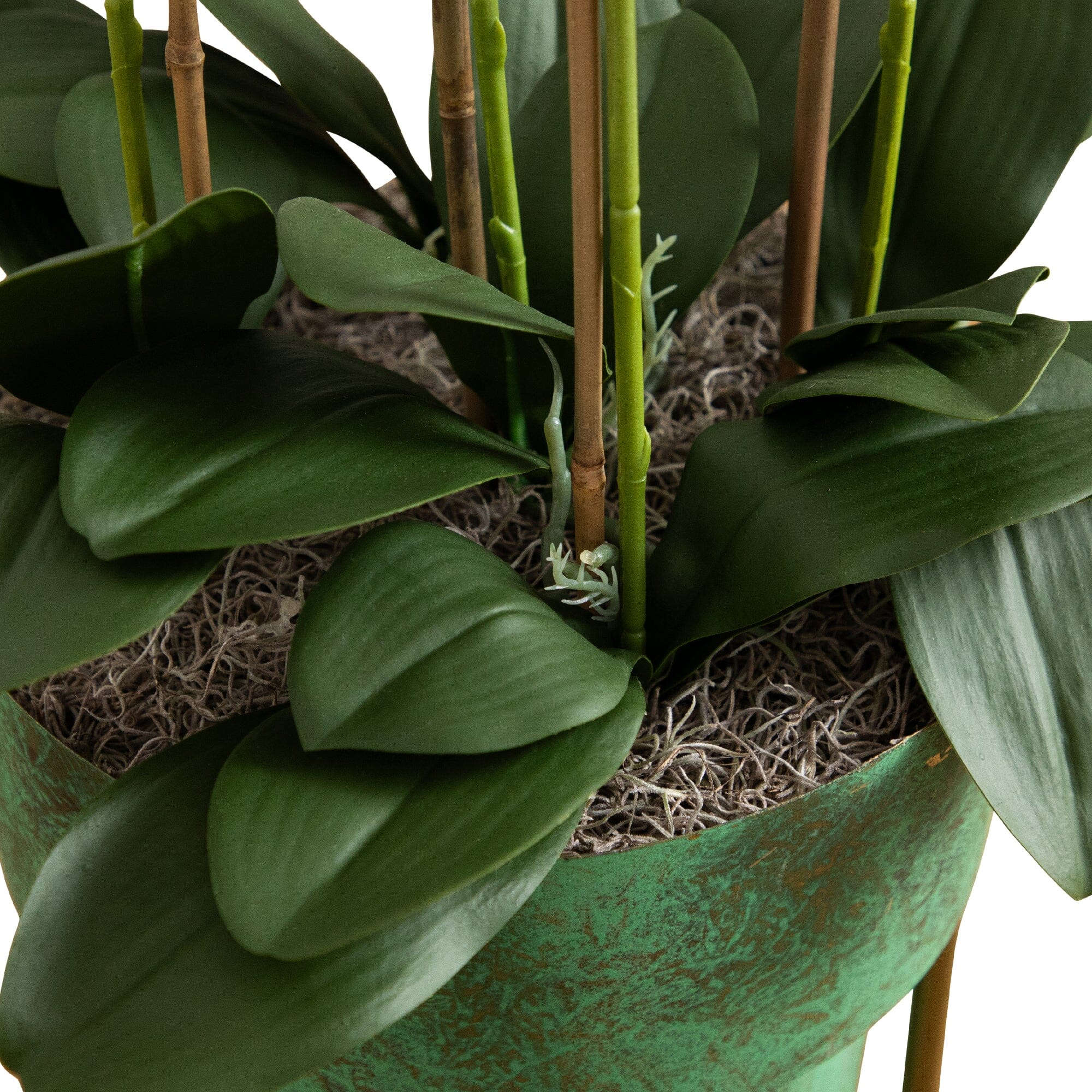 43” Artificial Orchid Arrangement in Patina Metal Planter with Stand House Nimbus