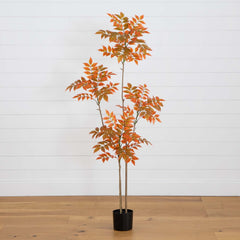 5ft. Autumn Minimalistic Sumac Artificial Fall Tree House Nimbus