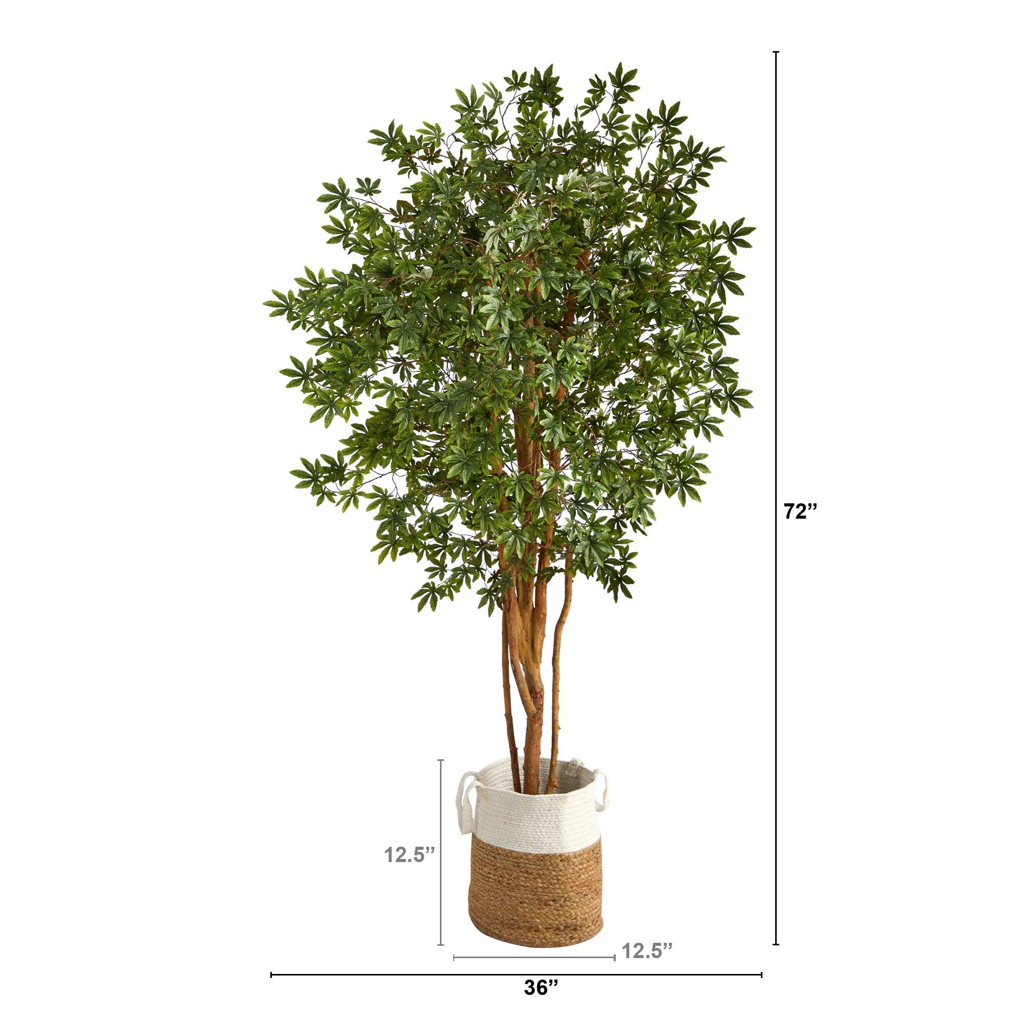 6’ Japanese Maple Artificial Tree in Handmade Natural Jute and Cotton Planter House Nimbus