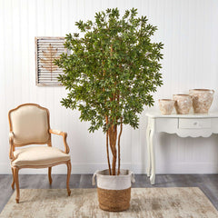 6’ Japanese Maple Artificial Tree in Handmade Natural Jute and Cotton Planter House Nimbus