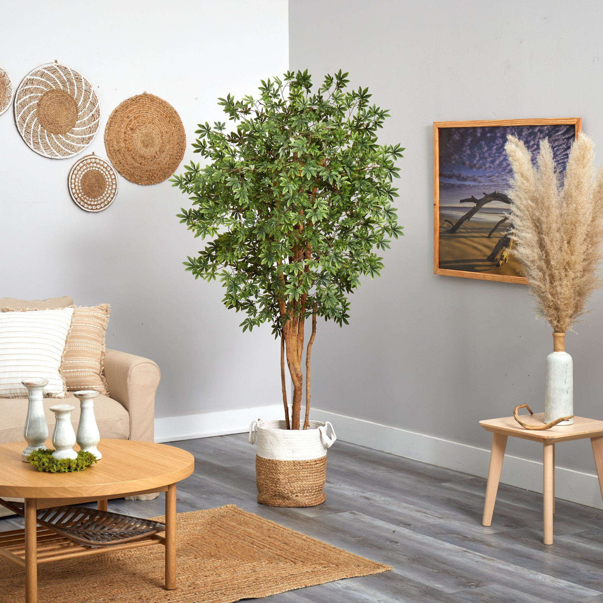 6’ Japanese Maple Artificial Tree in Handmade Natural Jute and Cotton Planter House Nimbus