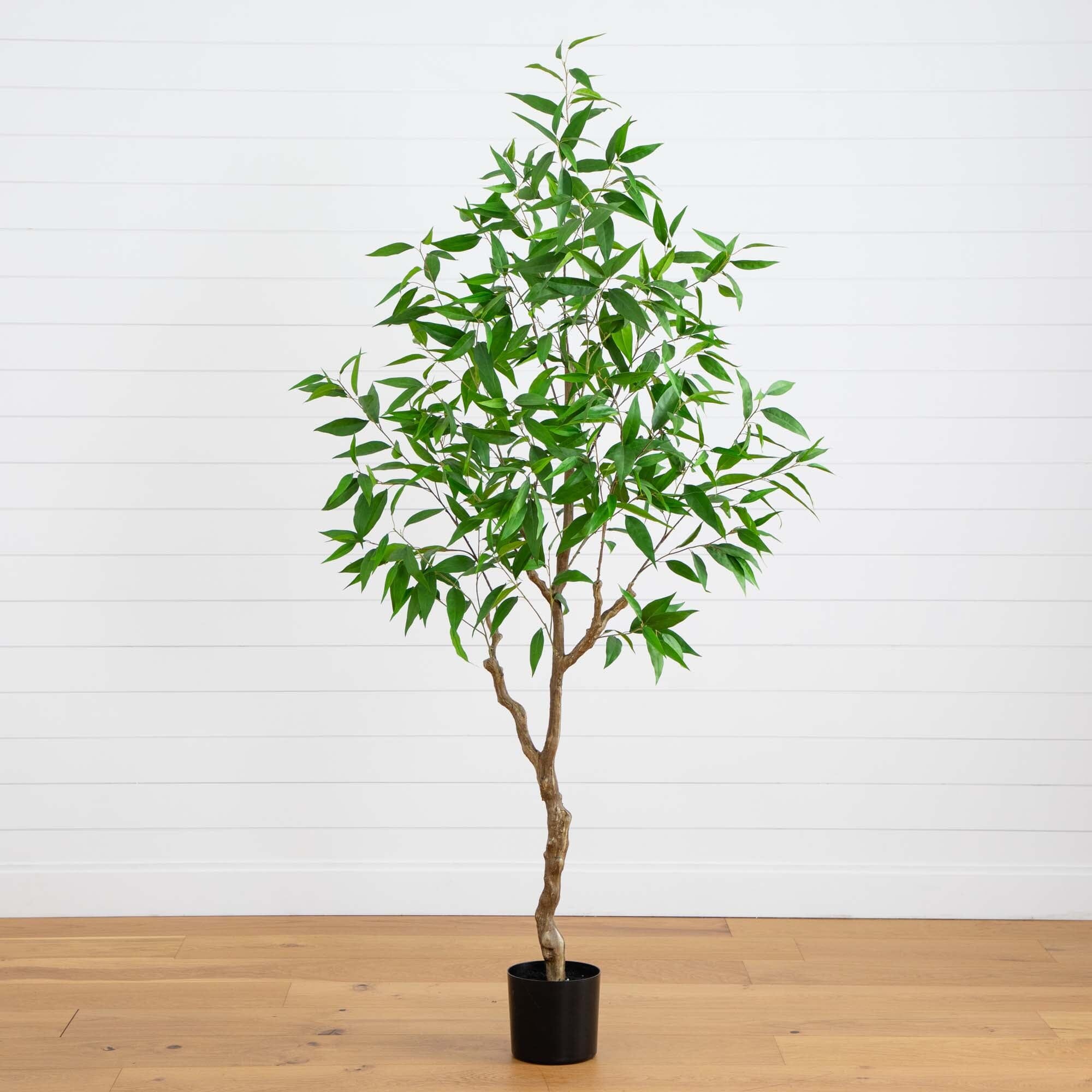 7' Artificial Long Leaf Greco Eucalyptus Tree with Real Touch Leaves House Nimbus
