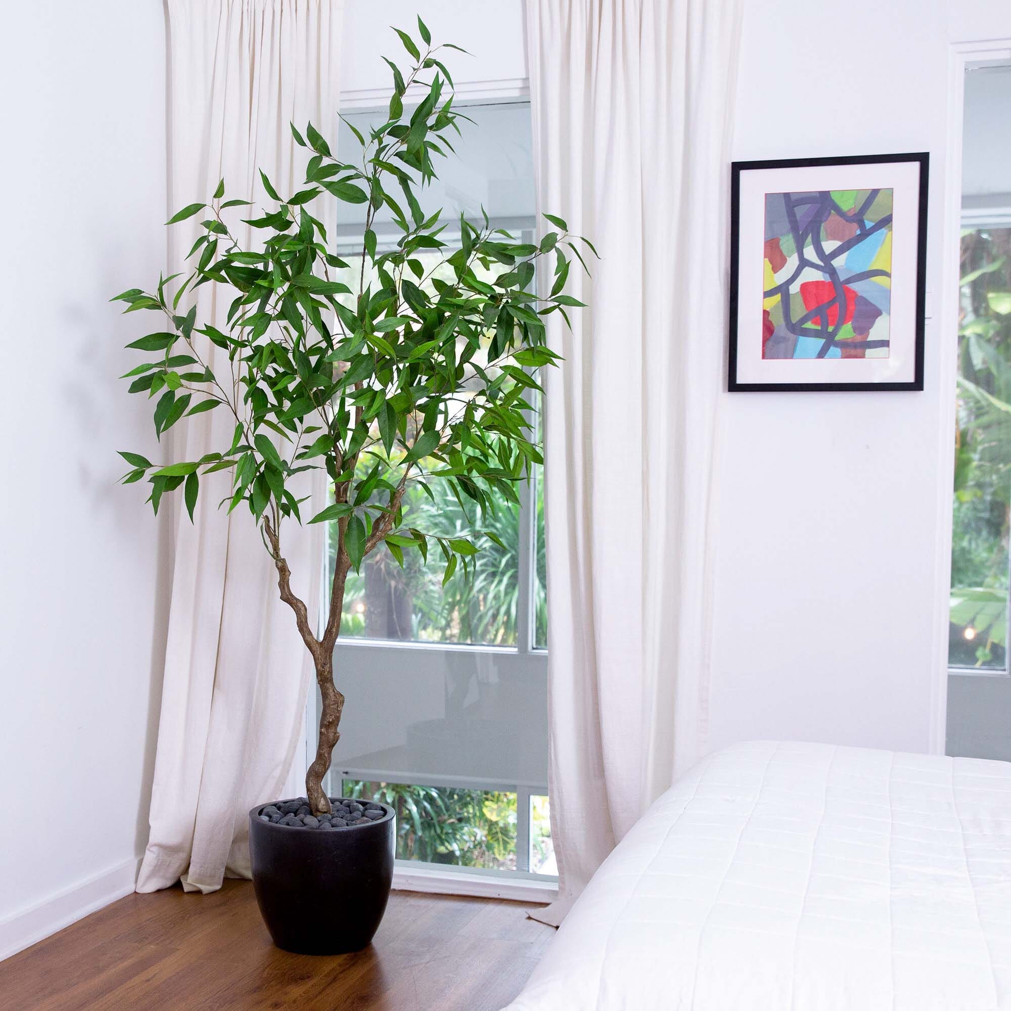 7' Artificial Long Leaf Greco Eucalyptus Tree with Real Touch Leaves House Nimbus