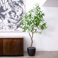 7' Artificial Long Leaf Greco Eucalyptus Tree with Real Touch Leaves House Nimbus