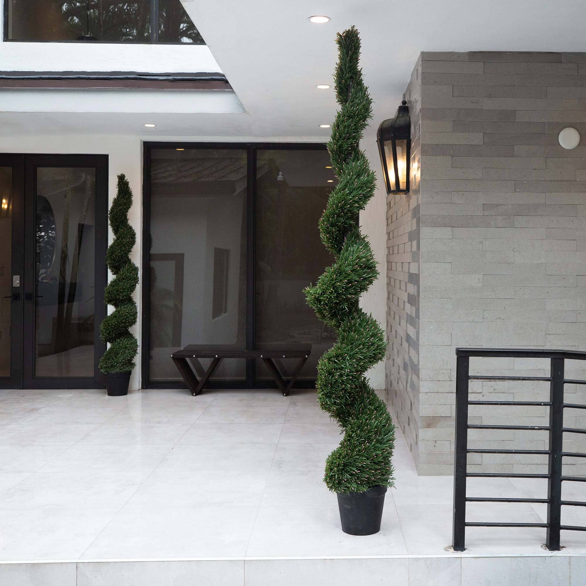 8' UV Resistant Artificial Rosemary Spiral Topiary Tree (Indoor/Outdoor) House Nimbus
