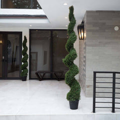 8' UV Resistant Artificial Rosemary Spiral Topiary Tree (Indoor/Outdoor) House Nimbus