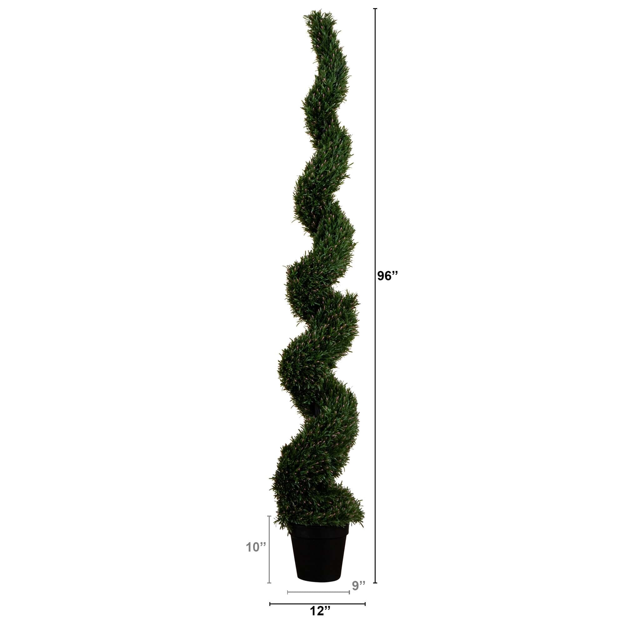 8' UV Resistant Artificial Rosemary Spiral Topiary Tree (Indoor/Outdoor) House Nimbus