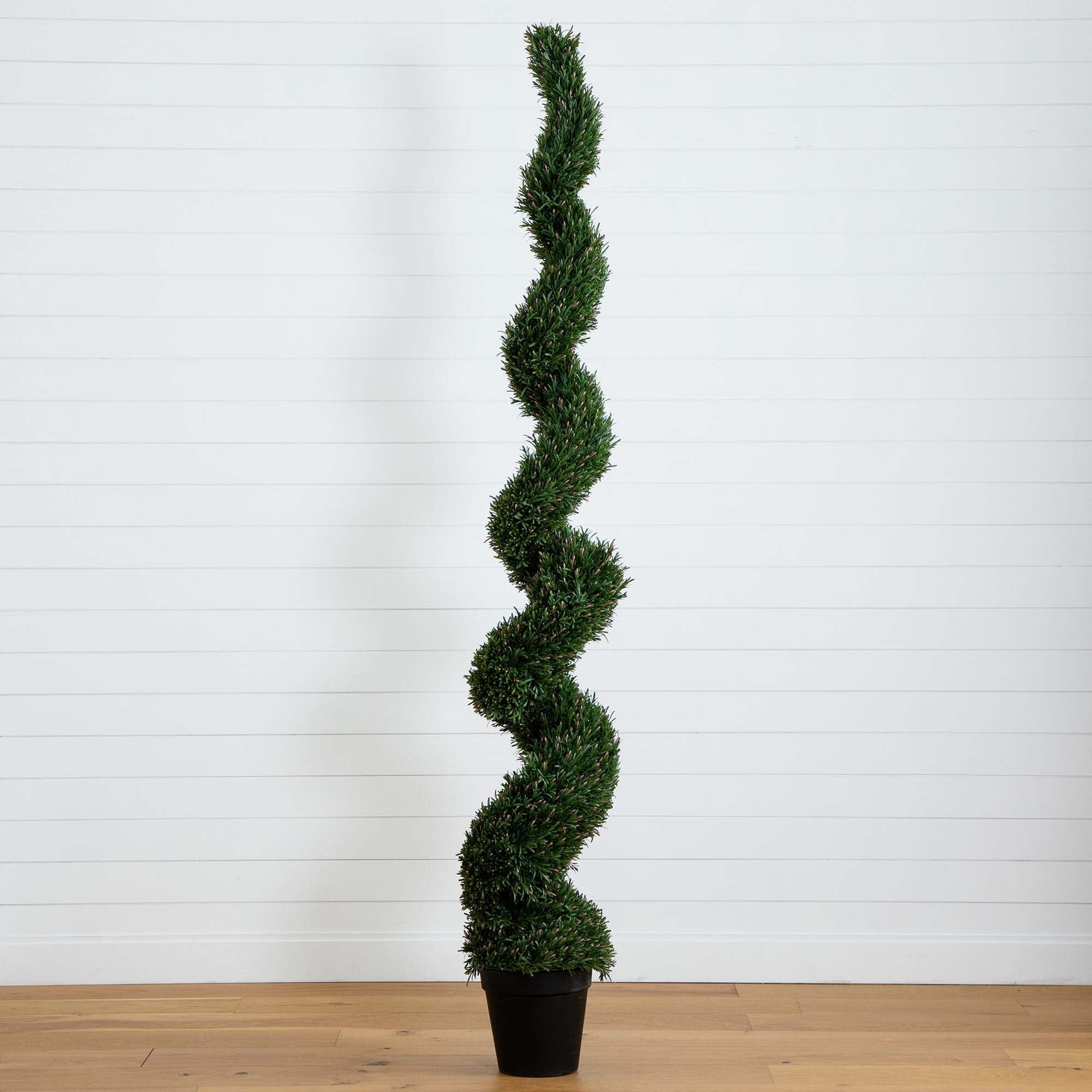 8' UV Resistant Artificial Rosemary Spiral Topiary Tree (Indoor/Outdoor) House Nimbus
