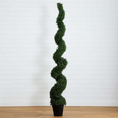8' UV Resistant Artificial Rosemary Spiral Topiary Tree (Indoor/Outdoor) House Nimbus