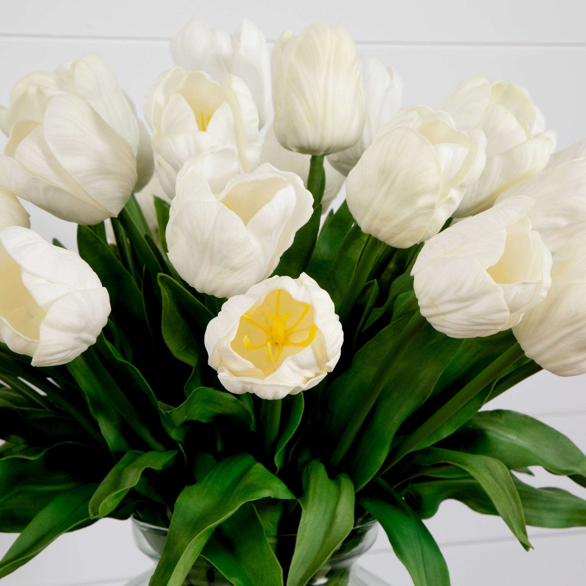 Signature Collection 24” Tulip Artificial Arrangement in Glass Vase House Nimbus