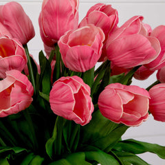 Signature Collection 24” Tulip Artificial Arrangement in Glass Vase House Nimbus