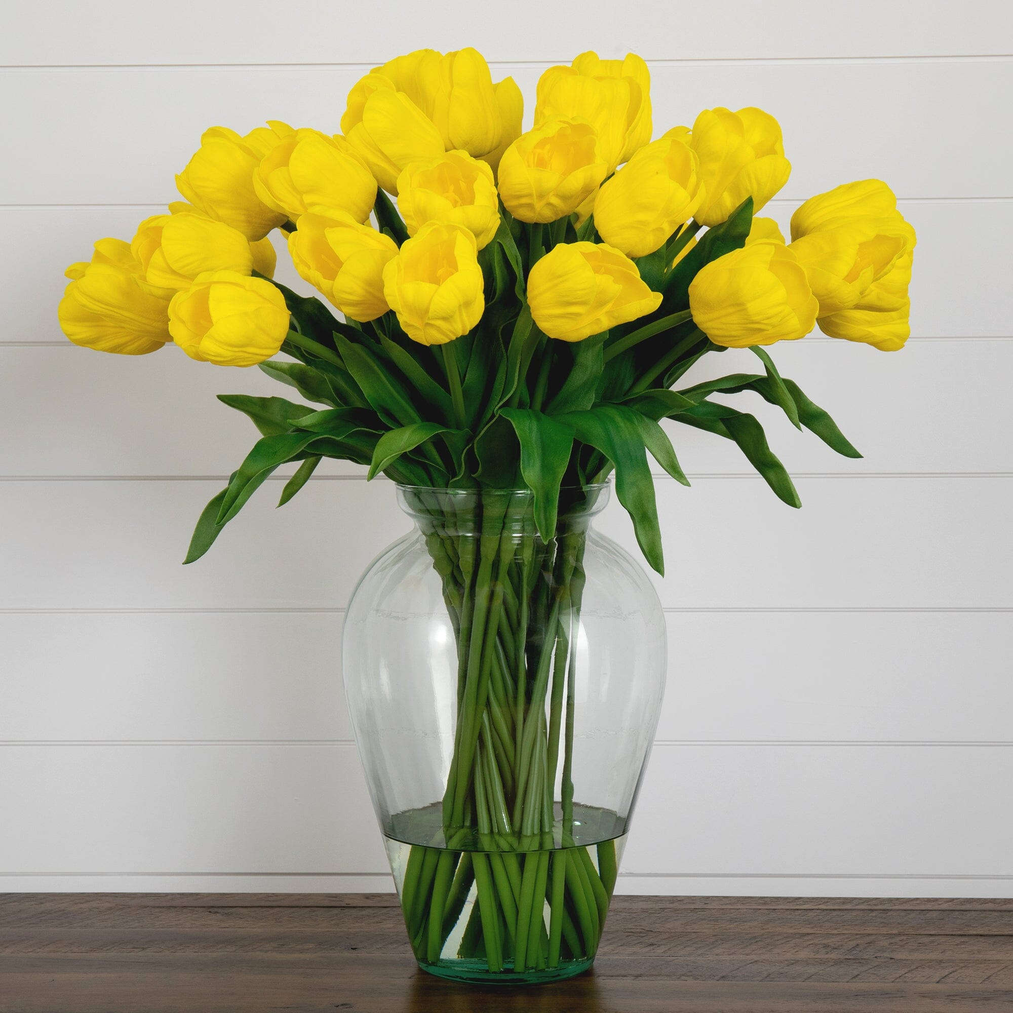 Signature Collection 24” Tulip Artificial Arrangement in Glass Vase House Nimbus