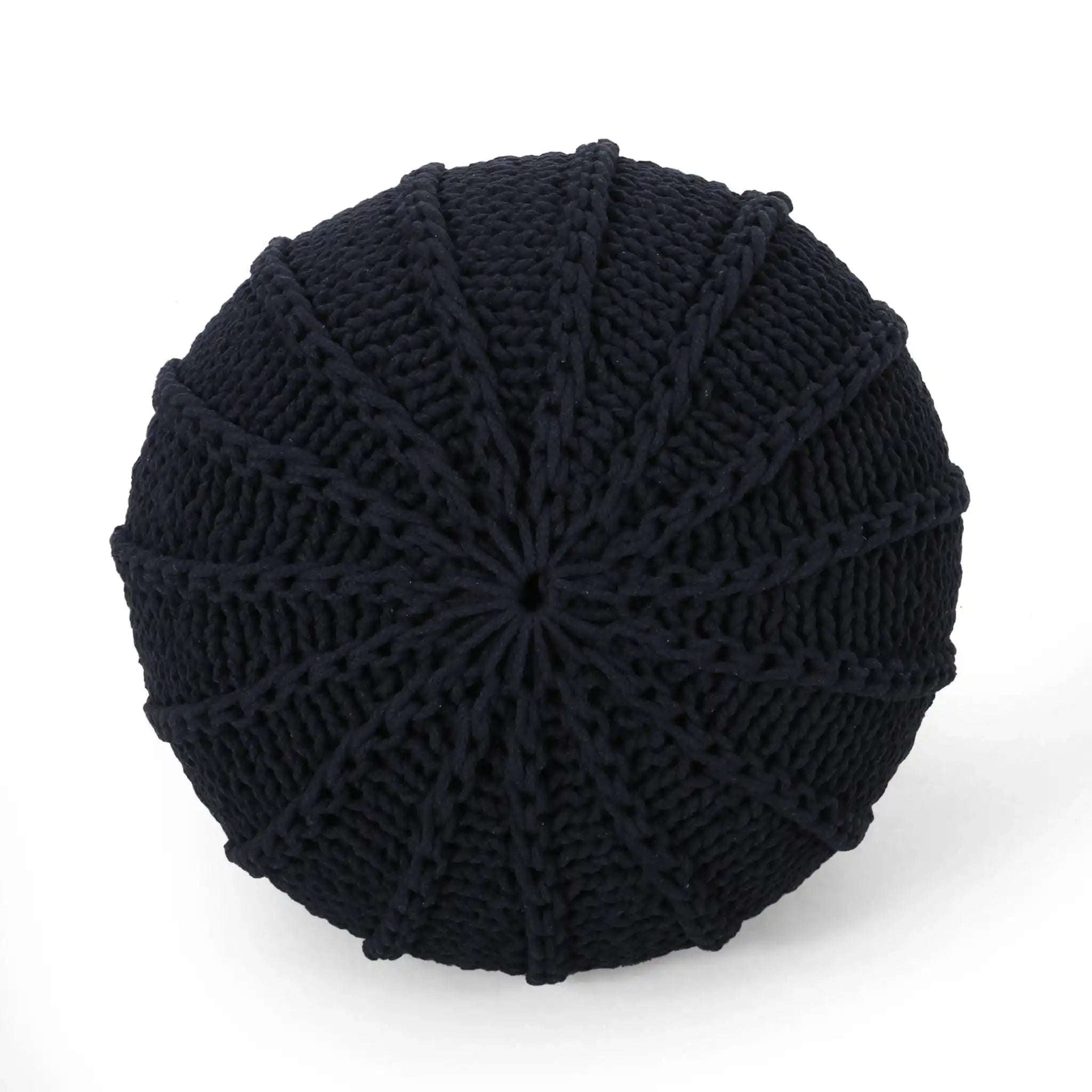 Bordeaux Knitted Cotton Round Pouf Ottoman and Floor Cushion House Nimbus