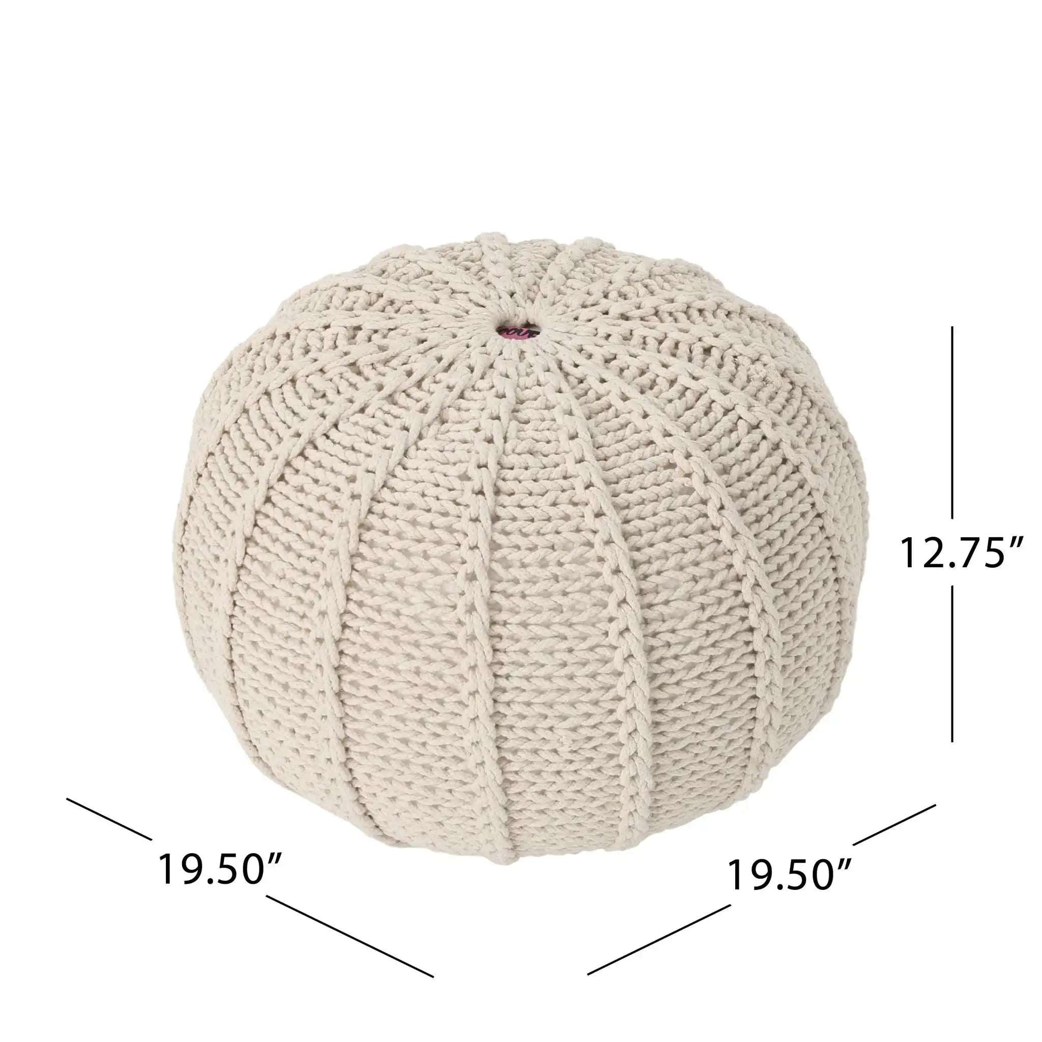 Bordeaux Knitted Cotton Round Pouf Ottoman and Floor Cushion House Nimbus