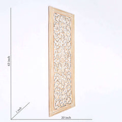 20” x 63” Hand-Carved Wooden Wall Panel – Rustic Antique Mandala Design House Nimbus